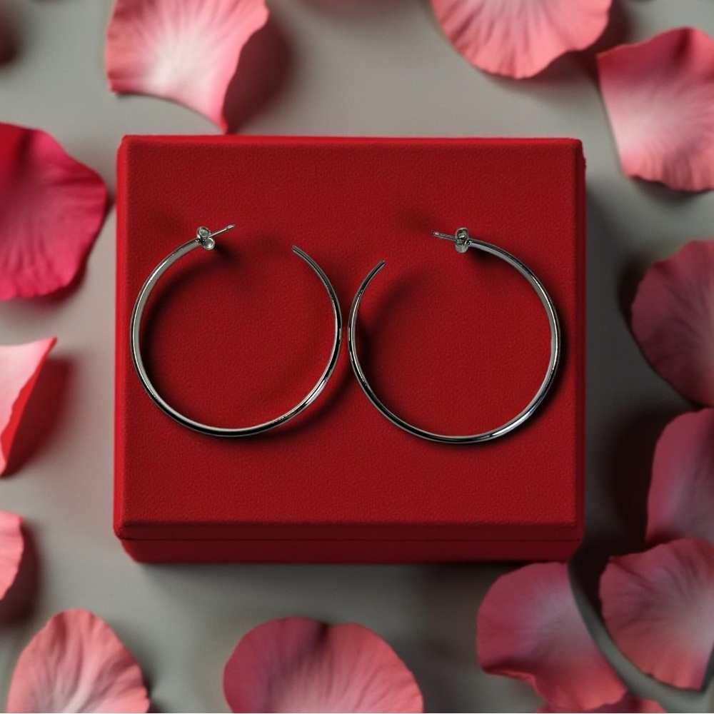 Elegant Silver Open Hoop Earrings